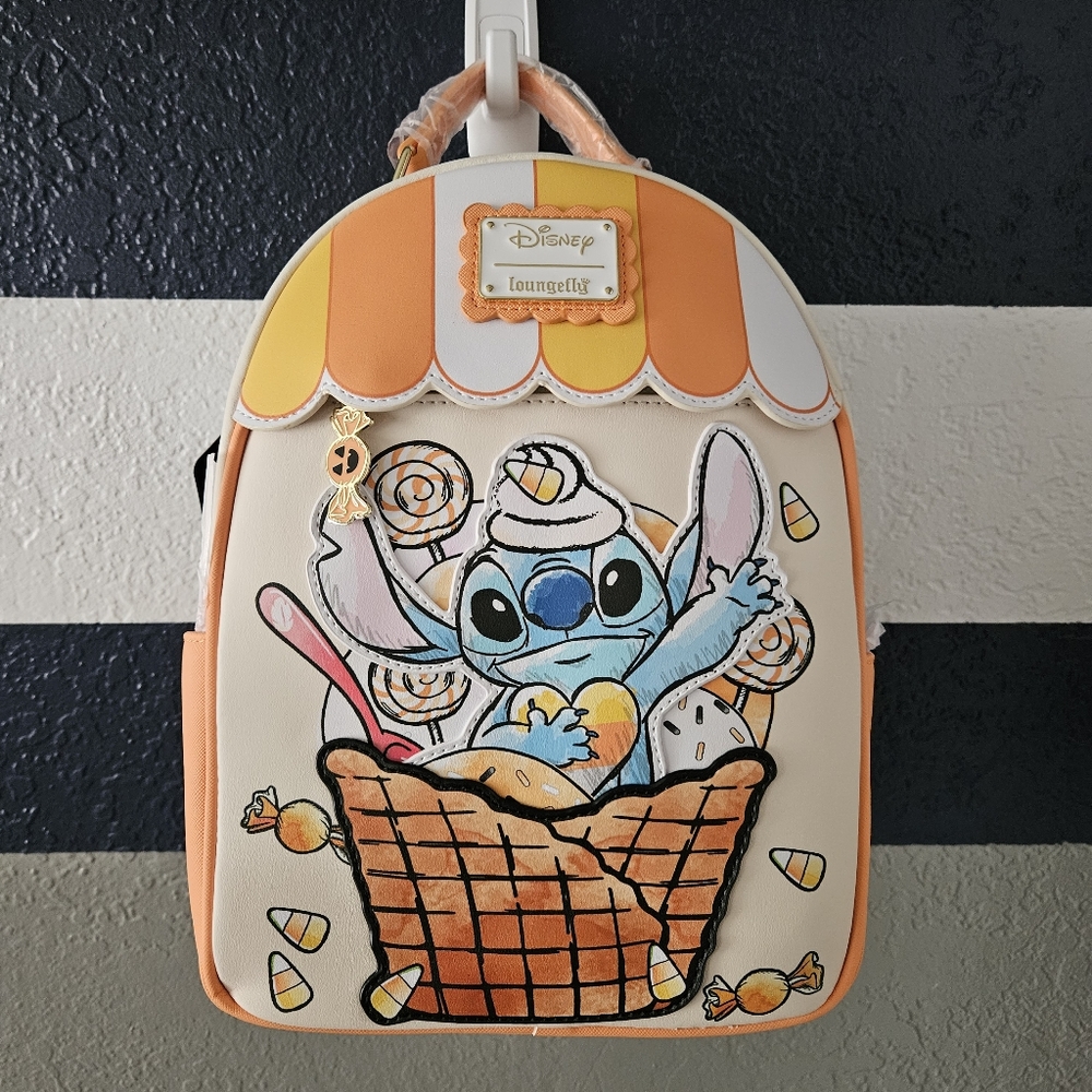 Loungefly Disney Stitch Ice Cream Backpack - Orange, Blue, White